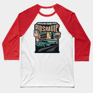 A graphic that captures the vintage vibe of a classic road trip, complete with iconic roadside attractions and retro typography. Baseball T-Shirt